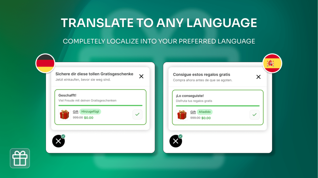Shopify Free Gift App: Introducing AddMate for Auto Add to Cart Offers 7 Translate free gift widget into different languages